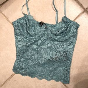 Guess Mint/Teal Floral Lace bodice